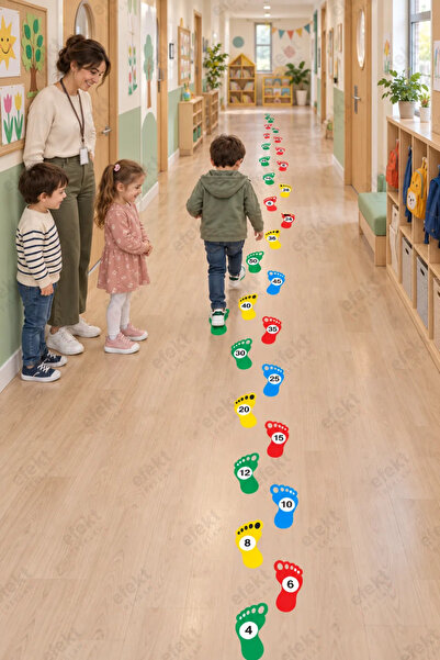 efekt reklam 20 Pairs of 2,3,4,5 Rhythmic Counting Footprint Self-Adhesive St...