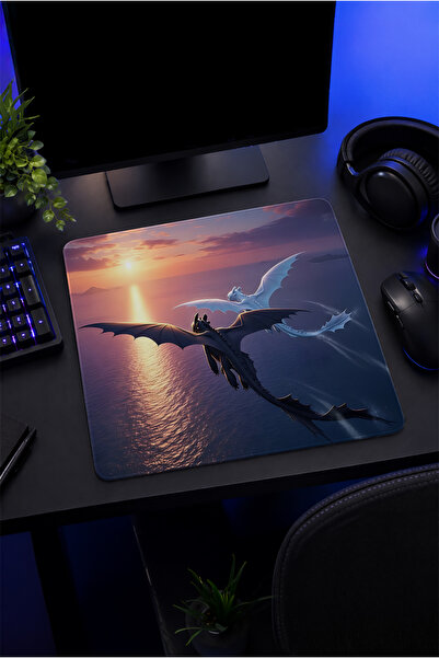 Toothless & Light Fury Gün Batımı Mousepad 40x30 (3mm)