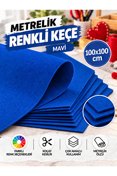 Mode Cool El İşi ve Hediyelik Kullanıma Uygun Mavi Keçe Kumaş – 160 gr 100x10...