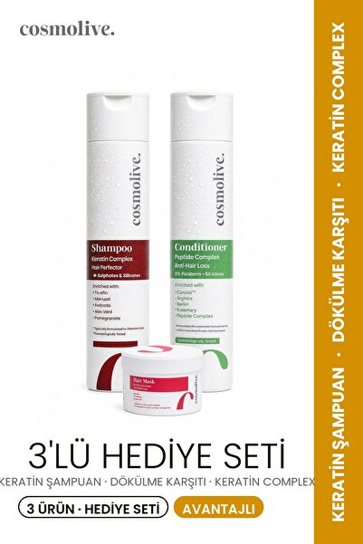 Cosmolive Keratin Şampuan & Dökülme & Maskesi Keratin Complex Anneler Günü He...