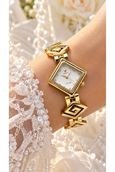 Fiesta Gold Yellow Steel Clamp Cord Wrist Watch