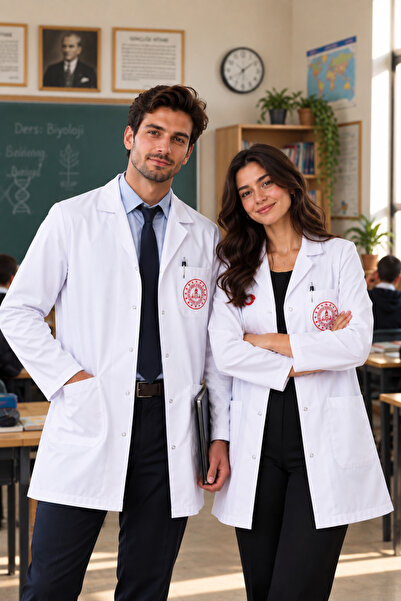 ÇİL TEKSTİL Yeni yönetmeliğe uygun MEB logolu Öğretmen önlüğü