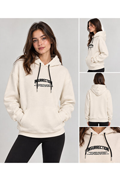 Glowzia Printed Unisex White Basic Sweatshirt Hoodie
