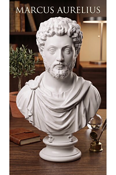 uAmor Marcus Aurelius Stoacı Filozof Büstü - Dekoratif Beyaz Heykel/Biblo (15cm)