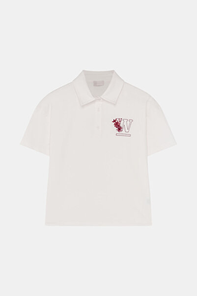 W Collection ÇİÇEK NAKIŞLI POLO YAKA TSHIRT