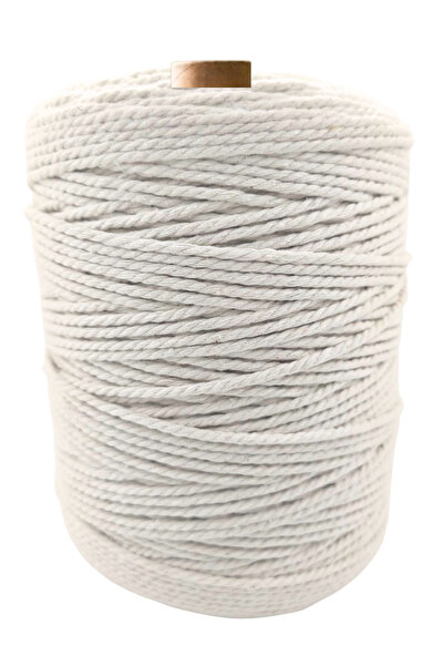 Chibago Makrome İpi 3 mm 3 Büküm kırık Beyaz Duvar Süsü İpi 1 Kg 200 Metre 1....
