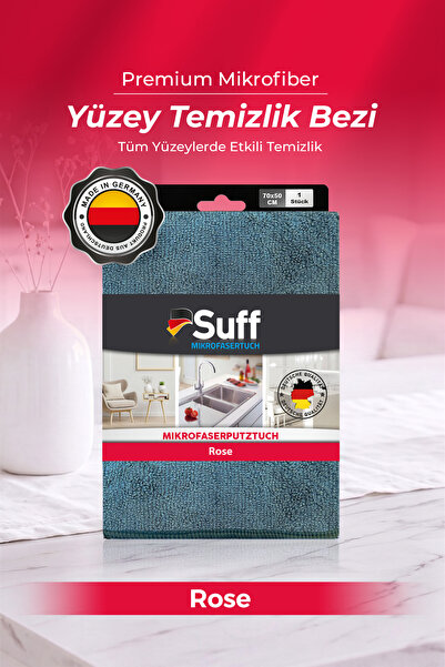 Suff Rose Mikrofiber Büyük Boy Cam ve Ayna Temizlik Bezi 70x50 cm Mavi