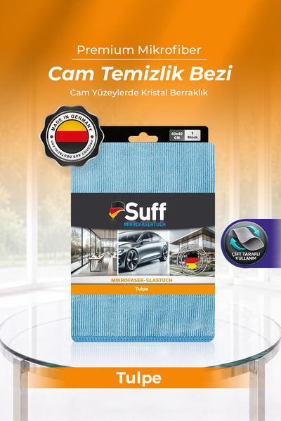 Suff Tulpe Cam Mikrofiber Bez İz Bırakmaz Ön Cam ve Ayna Temizlik Bezi 40x40 ...