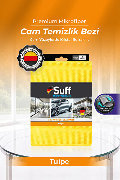Suff Tulpe Cam Mikrofiber Bez Hav Bırakmaz Vitrin ve Mağaza Camı Temizlik Bez...