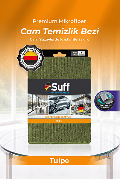 Suff Tulpe Cam Mikrofiber Bez Büyük Boy Dış Mekan Cam Bezi 70x50 cm Haki