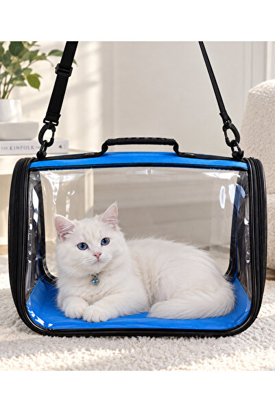 Ksburda Kedi Köpek Taşıma Çantası Şeffaf Seyahat Evcil Hayvan Çantası Büyük B...