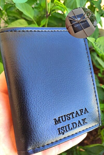 YNS LEATHER Isim Baskılı Kişiye Özel Siyah Erkek Cüzdan