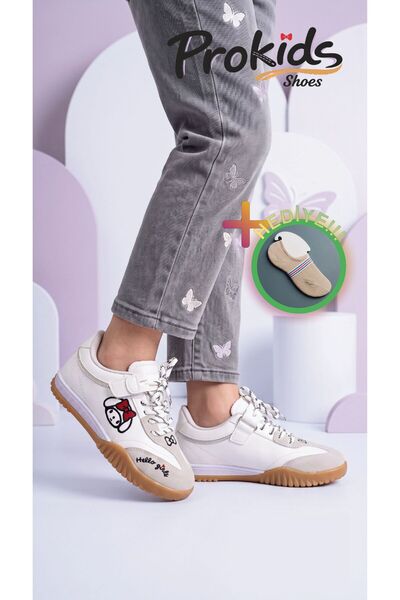 Prokids My Melody Kız Çocuk Okul Ayakkabısı - Cırtlı Sneaker + çorap hediye