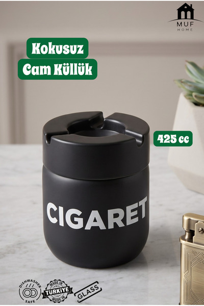 MUF HOME Kokusuz Küllük Cam Hazneli Yanmaz Plastik Kapaklı Ev Ofis Ve Araç Iç...