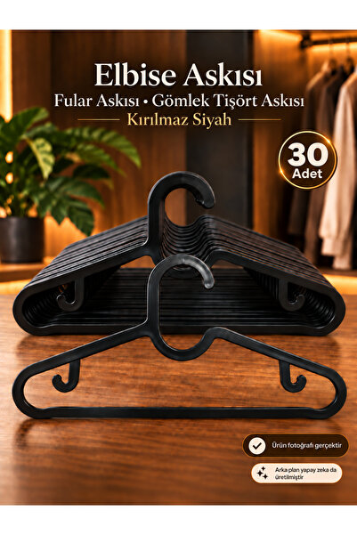 BabyLondy Elbise Askısı Fular Askısı Gömlek Tişört Askısı Kırılmaz 30 Adet Se...