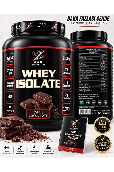 zax nutrition WHEY İZOLE PROTEİN ÇİKOLATA AROMALI 2100 GR