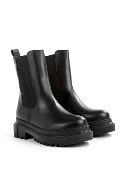 Lio Shoes Kadın Bot Siyah Lastikli Termo Fermuarsız