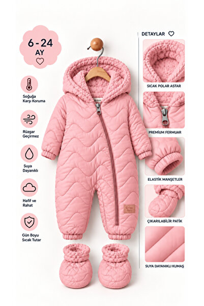 PonçiKids Bebek Kozmonot Tulum Kışlık Kapüşonlu Polar Astarlı Suya Dayanıklı ...