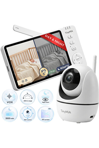TinyMIA Baby monitor video fără WiFi TNM6000, monitor bebe cu cameră, cameră ...