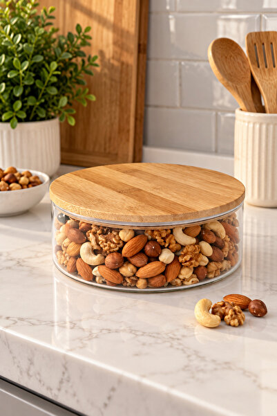 Janset Glass Storage Container with Bamboo Lid, Salad Container, Breakfast St...