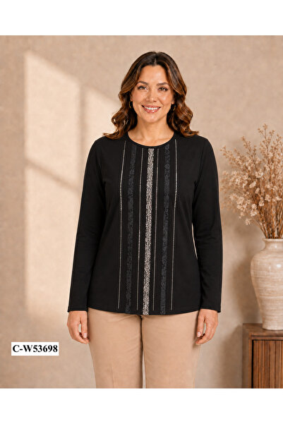 TUSSE Elegant Women's Stone Embroidered Viscose Classic Plus Size Blouse