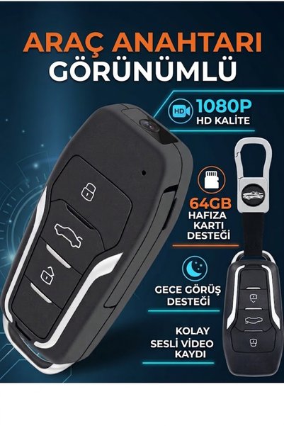 SICAK TAKİP 1080P HD Araç Anahtarı Kamera Gece Görüşlü Mini Kamera