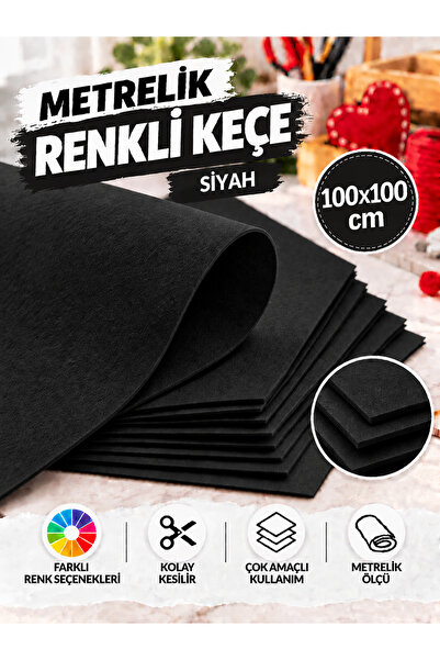 Mode Cool El İşi ve Hediyelik Kullanıma Uygun Siyah Keçe Kumaş – 160 gr 100x1...