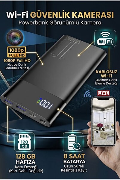 SICAK TAKİP WiFi Powerbank 4K Full HD Taşınabilir Kamera Siyah Canlı İzleme