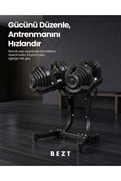 Bezt Pro Sports 2x40kg Ayarlanabilir Dambıl Seti + Stand - Siyah Profesyonel ...