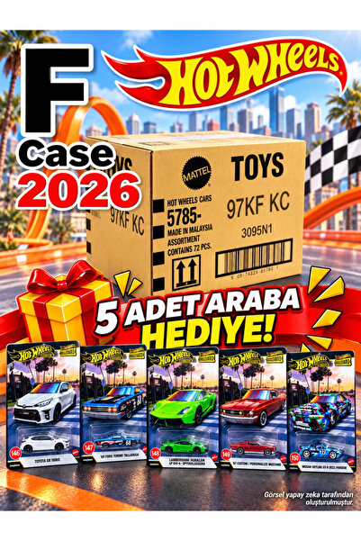 HOT WHEELS 2026 F Case 72'li Açılmamış Tek Bant Kapalı Koli Set-2 (5'li PREMI...