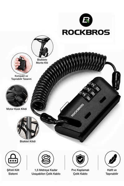 ROCKBROS Çelik Telli Şifreli Kask ve Bisiklet Kilidi