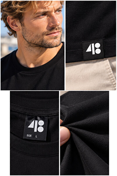 4&B 100% Cotton Cultivated Regular Unisex T-Shirt / 2-Pack T-Shirts -Crew Neck Short Sleeve Black and White T-Shirt