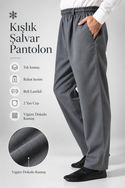 ihvan online Erkek Lüks Viskon Kışlık Şalvar Pantolon Cepli Rahat Kesim Beli ...