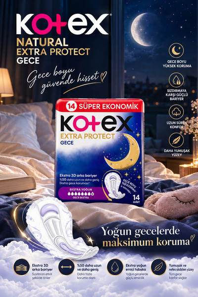 Kotex Extra Protect Gece Hijyenik Ped 14'lü