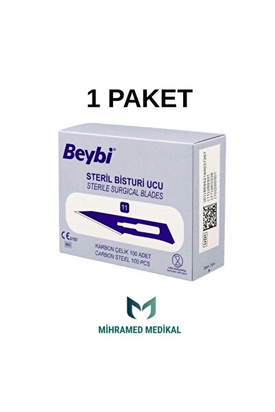 Beybi OPERASYON UCU NO:11 (100 ADET)+(STERİL) PASLANMAZ ÇELİK