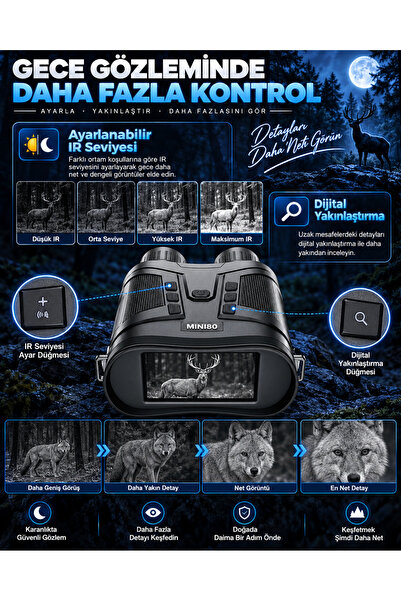 EN SİGA Kameralı 4K Gece Görüş Dürbünü 36 MP Kayıt 2.4 İnç LCD Ekran Dijital 5X Optik Zoom