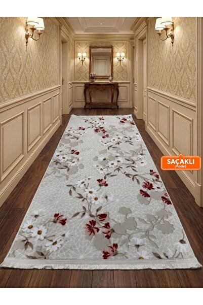NaRStore Home ELİT SAÇAKLI PEMBE KAHVE ÇİÇEKLİ KAYMAZ TABAN YIKANABİLİR KESME...