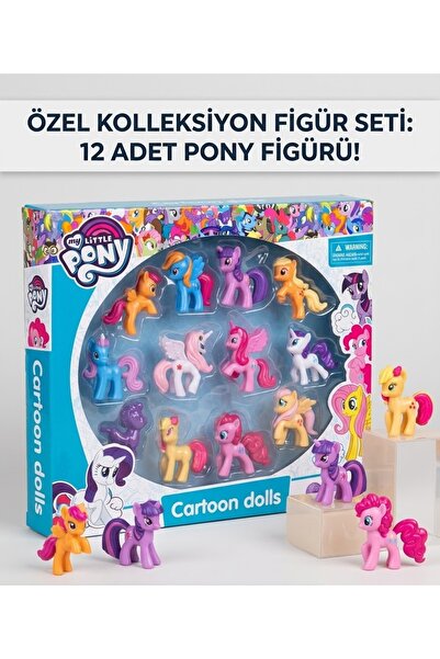 admay Pony Temalı Karakter Figür Seti 12'li Renkli At Oyuncakları Çocuk Oyunc...