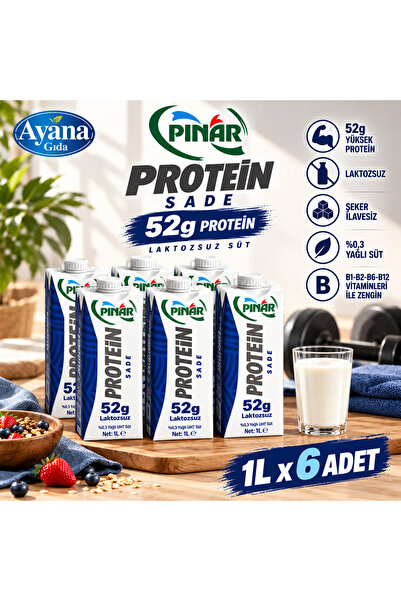 Pınar Laktozsuz Yüksek Proteinli Süt 1lt x 6 Adet