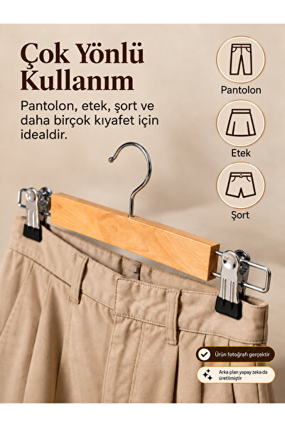 Hausgarten 5 Adet Elbise Askısı Ahşap Askılık Mandallı Kıyafet Askısı etek Askısı Mandallı Pantolon Askısı