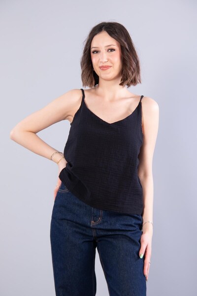 Mckanzie 6650 (N-2284) بلوزة موسلين بحزام من الخيط