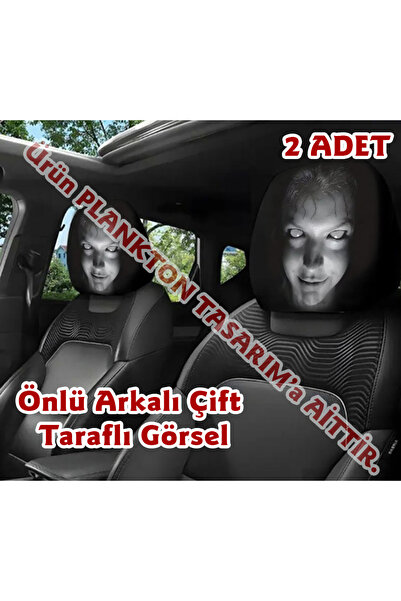 Plankton Tasarım Korkunç Kız Çift Taraflı Dekoratif Oto Başlık Kılıfı/Maske 2'li