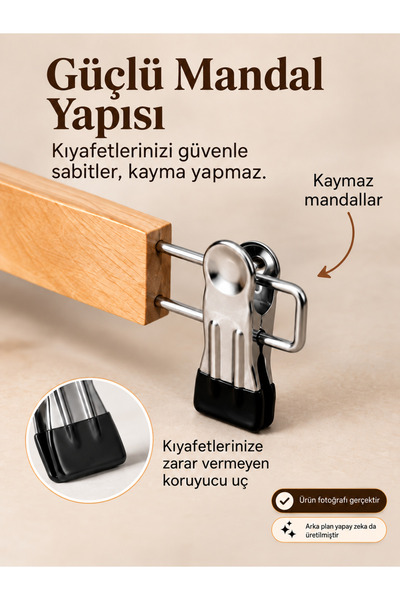 Hausgarten 5 Adet Elbise Askısı Ahşap Askılık Mandallı Kıyafet Askısı etek Askısı Mandallı Pantolon Askısı