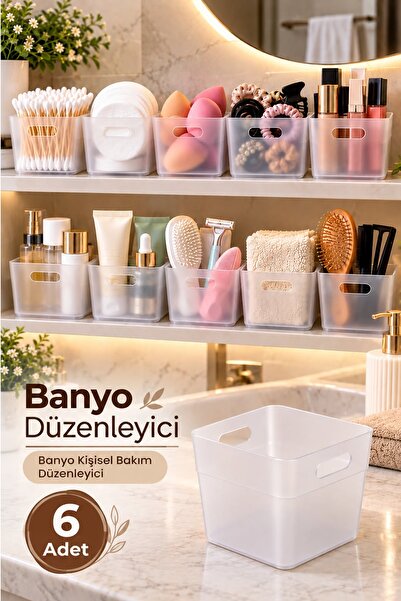 İndirimKap 6 Adet Banyo Organizeri Dolap Düzenleyici Banyo Diş Ipi & Kulak Pa...