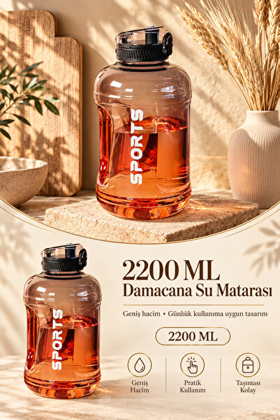 Poomy 2200 ml Suluk 2.2 Litre - Kilitli Kapaklı Geniş Hacimli Matara