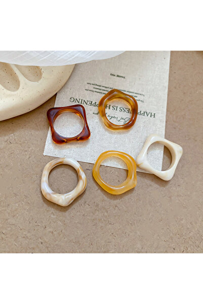Choice Style10 2/3/4/5 Pcs Square Round Irregular Smuding Acrylic Rings for W...