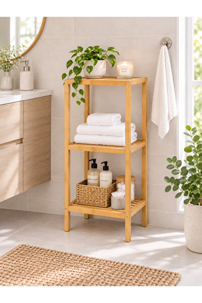 Janset Bambu Raf Ünitesi,mutfak Rafı,banyo Rafı,çok Amaçlı Raf Ünitesi, çiçek...