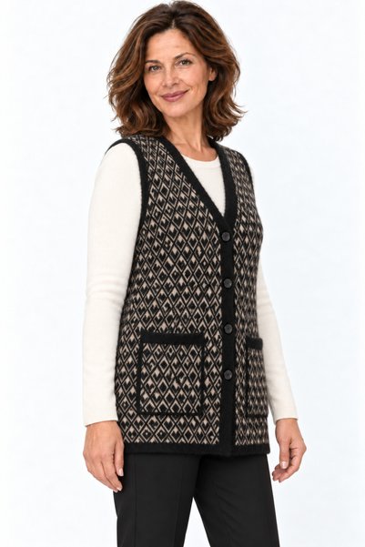Mutlu City Women's Middle Age and Above Beard Yarn Mother Buttons Knitwear Vest 1170