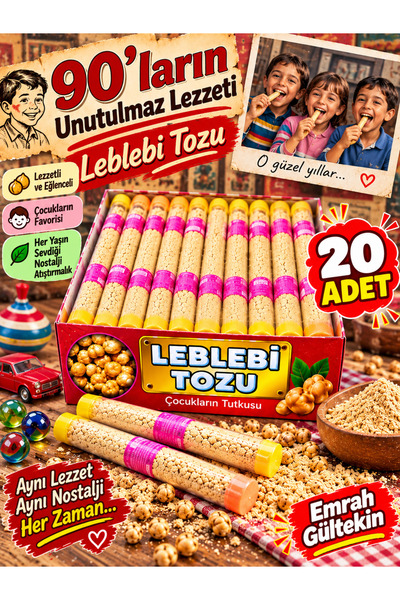 Emrah Gültekin Nostalji Leblebi Tozu (20 Adet Tüp) Tatlı Eğlenceli Atıştırmal...