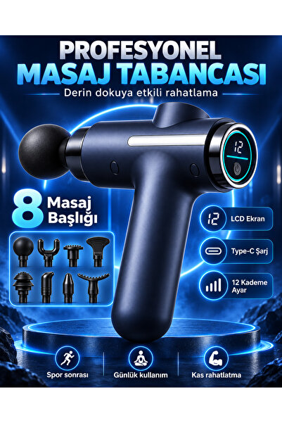 Mega Plus LCD Ekranlı 8 Başlık Titreşimli Şarjlı Sporcu Masaj Aleti Kas Rahat...